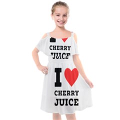 I Love Cherry Juice Kids  Cut Out Shoulders Chiffon Dress by ilovewhateva