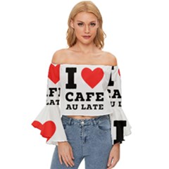 I Love Cafe Au Late Off Shoulder Flutter Bell Sleeve Top by ilovewhateva