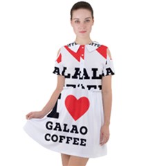 I Love Galao Coffee Short Sleeve Shoulder Cut Out Dress  by ilovewhateva