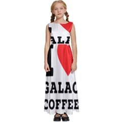 I Love Galao Coffee Kids  Satin Sleeveless Maxi Dress by ilovewhateva