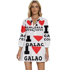 I Love Galao Coffee V-neck Placket Mini Dress by ilovewhateva