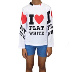 I Love Flat White Kids  Long Sleeve Swimwear by ilovewhateva