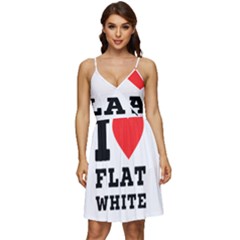 I Love Flat White V-neck Pocket Summer Dress  by ilovewhateva