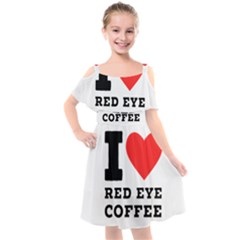 I Love Red Eye Coffee Kids  Cut Out Shoulders Chiffon Dress by ilovewhateva