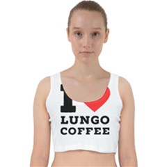 I Love Lungo Coffee  Velvet Racer Back Crop Top by ilovewhateva