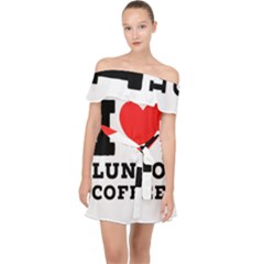 I Love Lungo Coffee  Off Shoulder Chiffon Dress by ilovewhateva