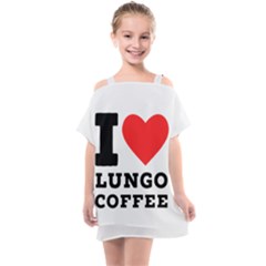 I Love Lungo Coffee  Kids  One Piece Chiffon Dress by ilovewhateva