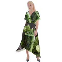 Drink Spinach Smooth Apple Ginger Cross Front Sharkbite Hem Maxi Dress by Ndabl3x
