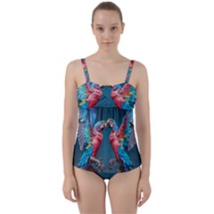 Birds Parrots Love Ornithology Species Fauna Twist Front Tankini Set by Ndabl3x