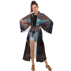 Elephant Tusks Trunk Wildlife Africa Maxi Kimono by Ndabl3x