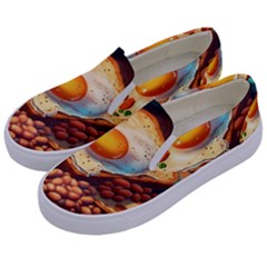 Breakfast Egg Beans Toast Plate Kids  Canvas Slip Ons by Ndabl3x