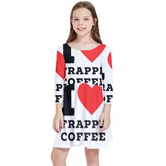 I Love Frappe Coffee Kids  Quarter Sleeve Skater Dress by ilovewhateva