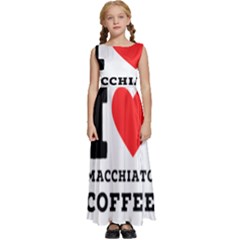 I Love Macchiato Coffee Kids  Satin Sleeveless Maxi Dress by ilovewhateva