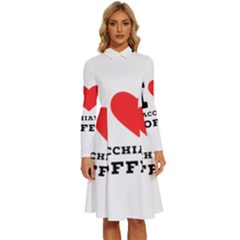 I Love Macchiato Coffee Long Sleeve Shirt Collar A-line Dress by ilovewhateva