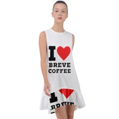 I Love Breve Coffee Frill Swing Dress by ilovewhateva