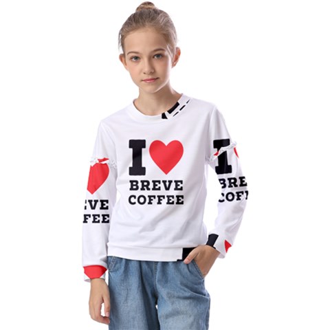 I Love Breve Coffee Kids  Long Sleeve Tee With Frill  by ilovewhateva