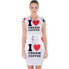 I Love Cream Coffee Capsleeve Drawstring Dress  by ilovewhateva