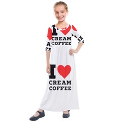 I Love Cream Coffee Kids  Quarter Sleeve Maxi Dress by ilovewhateva