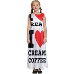 I Love Cream Coffee Kids  Satin Sleeveless Maxi Dress by ilovewhateva