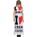 I love cream coffee Kids  Satin Sleeveless Maxi Dress View4