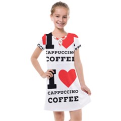 I Love Cappuccino Coffee Kids  Cross Web Dress by ilovewhateva