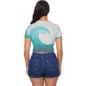 Waves Tidal Ocean Sea Tsunami Wave Minimalist Side Button Cropped Tee View4