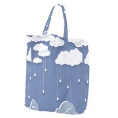 Blue Clouds Rain Raindrops Weather Sky Raining Giant Grocery Tote by Wav3s