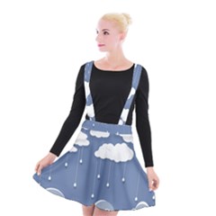 Blue Clouds Rain Raindrops Weather Sky Raining Suspender Skater Skirt by Wav3s