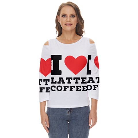 I Love Latte Coffee Cut Out Wide Sleeve Top by ilovewhateva