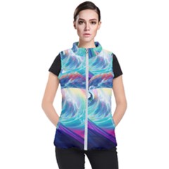 Wave Ocean Sea Tsunami Nautical Nature Water Women s Puffer Vest by Wav3s