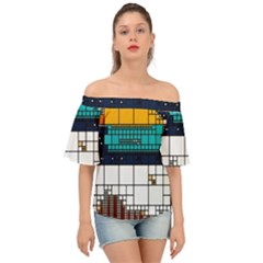 Abstract Statistic Rectangle Classification Off Shoulder Short Sleeve Top by Wav3s