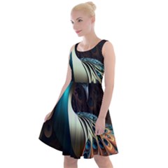 Peacock Bird Feathers Plumage Colorful Texture Abstract Knee Length Skater Dress by Wav3s