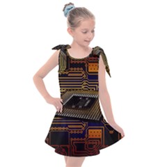 Processor Cpu Board Circuit Kids  Tie Up Tunic Dress by Wav3s