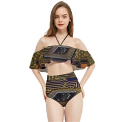 Processor Cpu Board Circuit Halter Flowy Bikini Set  by Wav3s