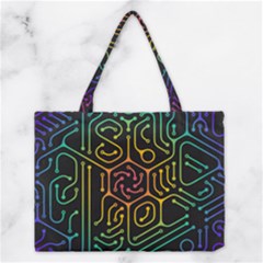 Circuit Hexagonal Geometric Pattern Background Pattern Medium Tote Bag by Wav3s