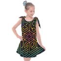 Circuit Hexagonal Geometric Pattern Background Pattern Kids  Tie Up Tunic Dress View1