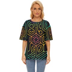 Circuit Hexagonal Geometric Pattern Background Pattern Oversized Basic Tee by Wav3s