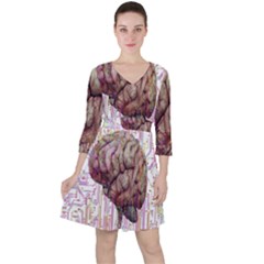 Brain Think Neurons Circuit Quarter Sleeve Ruffle Waist Dress by Wav3s