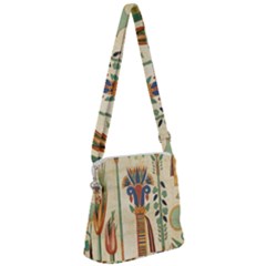 Egyptian Paper Papyrus Hieroglyphs Zipper Messenger Bag by Wav3s