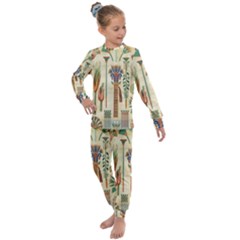 Egyptian Paper Papyrus Hieroglyphs Kids  Long Sleeve Set  by Wav3s