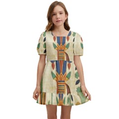 Egyptian Paper Papyrus Hieroglyphs Kids  Short Sleeve Dolly Dress by Wav3s