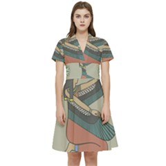 Egyptian Woman Wing Short Sleeve Waist Detail Dress by Wav3s