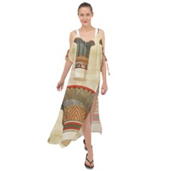 Egyptian Architecture Column Maxi Chiffon Cover Up Dress by Wav3s