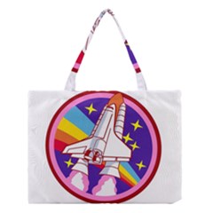 Badge-patch-pink-rainbow-rocket Medium Tote Bag by Wav3s