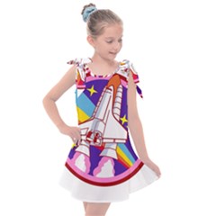 Badge-patch-pink-rainbow-rocket Kids  Tie Up Tunic Dress by Wav3s