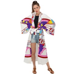 Badge-patch-pink-rainbow-rocket Maxi Kimono by Wav3s