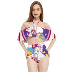 Badge-patch-pink-rainbow-rocket Halter Flowy Bikini Set  by Wav3s