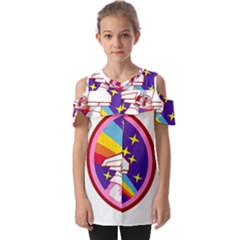 Badge-patch-pink-rainbow-rocket Fold Over Open Sleeve Top by Wav3s