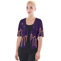 Skyscraper-town-urban-towers Cropped Button Cardigan by Wav3s