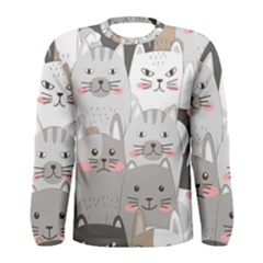 Cute Cats Seamless Pattern Men s Long Sleeve Tee by Wav3s